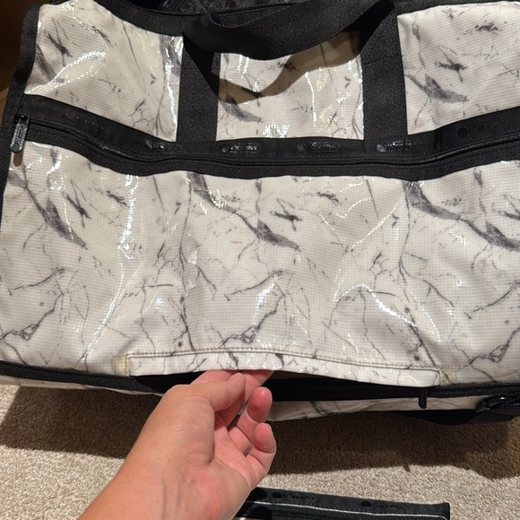Lesportsac Black and White Marble Duffel Bag - Picture 5 of 6